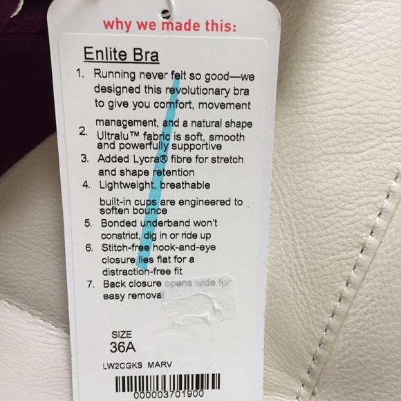 NWT MARVEL LULULEMON ENLITE BRA SIZE 36 A 36A - Picture 2 of 6